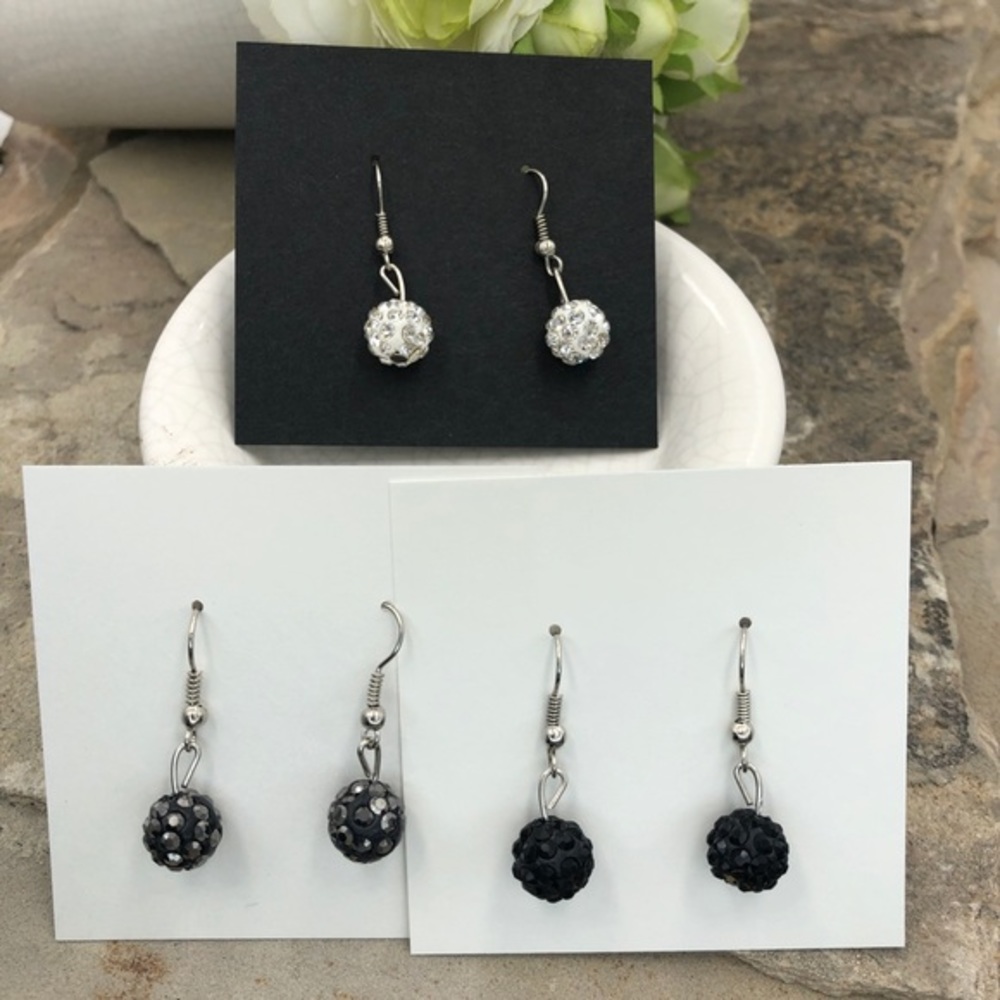 🍀 Clay Ball Rhinestone Dangle Earrings
